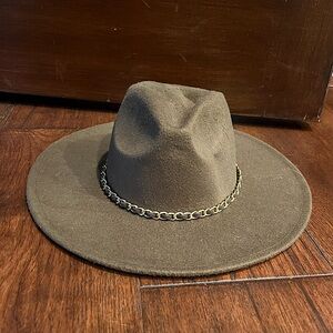 *VINTAGE WOMEN’S CHAIN-LINK WOOL FEDORA, ONE SIZE, BROWN/GOLD